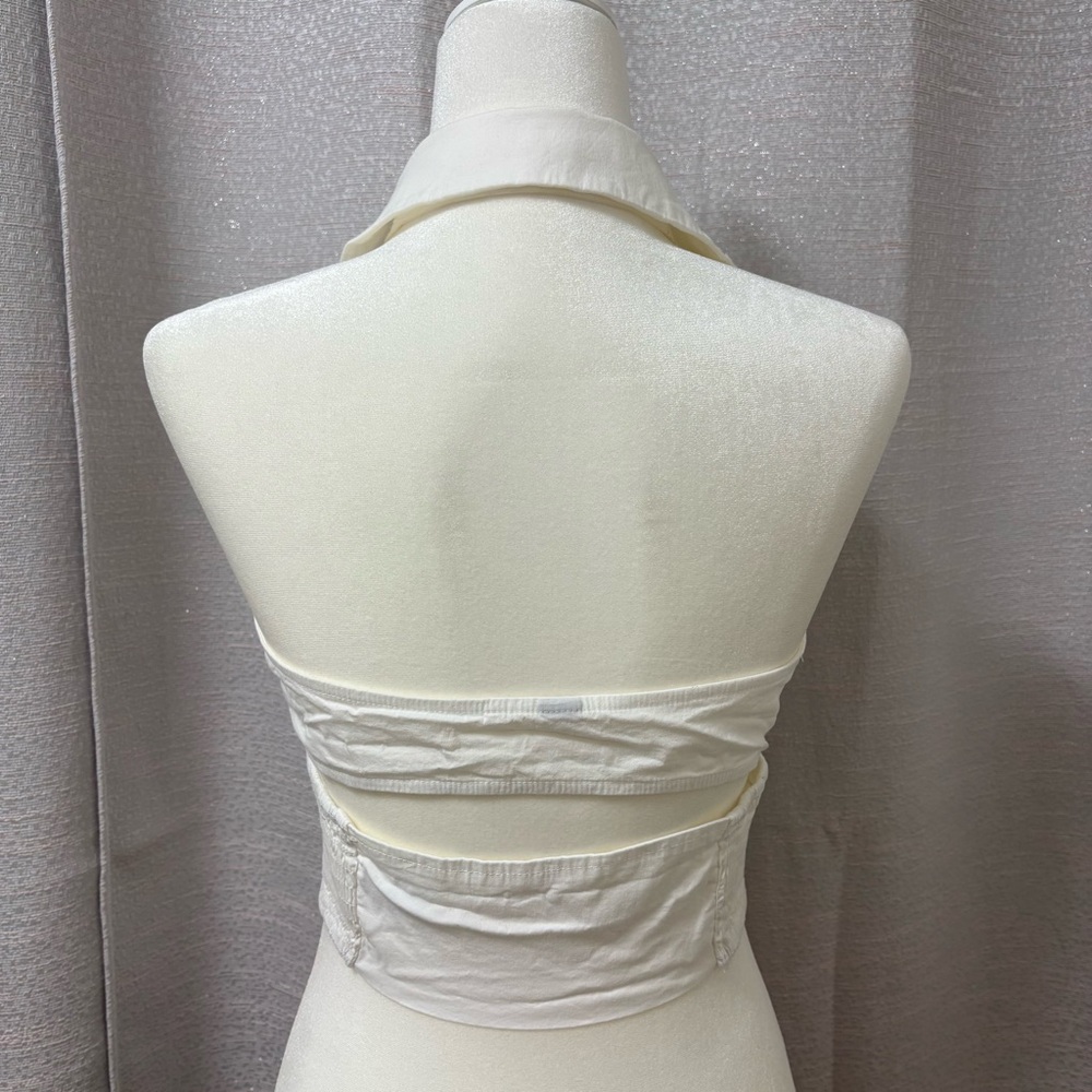 Women's White Sleeveless Button-Up Top Size Medium Minimalist, Preppy, Y2K, 90s - Picture 6 of 9